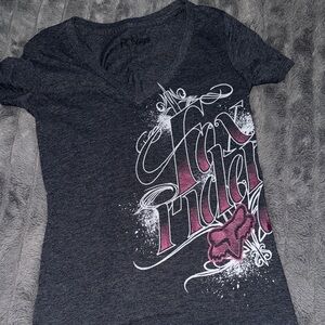 Fox Women's Charcoal and Magenta Graphic Tee